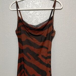 Missguided Brown and Black Camouflage Strappy Dress